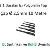 Polyolefin Isı Shrink Tüp 2:1 Daralan Makaron Boru Çap Ø2,5mm 10 x 1 Metre 41 BEYAZ