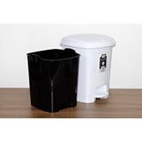 POLYTIME Poly Time Plastik Basmalı Pedallı Çöp Kovası Kutusu / 52 Litre - Beyaz / 57x40x40 Cm.