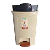 POLYTIME Poly Time Plastik Pedallı Basmalı 12 Litre Çöp Kovası Kutusu / Krem - 34x27x27 Cm.