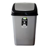 POLYTIME Polytime Sallanır Kapak Ofis Banyo Mutfak Bahçe Çöp Kutusu Kovası / 5 Litre / Gri / 29x14x17 Cm.