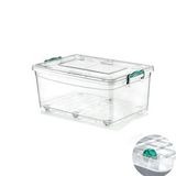 POLYTIME Polytime Tekerlekli Multibox Şeffaf Kilitli Saklama Düzenleme Kabı Kutusu - Dikdörtgen - 60 Litre Renksiz