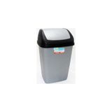 Polytime Sallanır Kapak Ofis Banyo Mutfak Bahçe Çöp Kutusu Kovası 10 L Gri 37x24x19 CM.