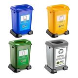 Poma Store 4 Lü Geri Dönüşüm Kutusu Kağıt Atık Plastik Atık Cam ve Sıfır Atık Kutuları 50 Lt