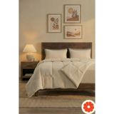 Pomelo Home %100 Pamuk Waffle Uyku Seti | Yorgan + 1 Yastık Kılıfı + Çarşaf | Çantalı Tek Kişilik - Ekru