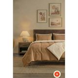 Pomelo Home %100 Pamuk Waffle Uyku Seti | Yorgan + 1 Yastık Kılıfı + Çarşaf | Çantalı Tek Kişilik - Kahverengi