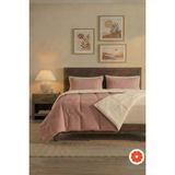 Pomelo Home %100 Pamuk Waffle Uyku Seti | Yorgan + 2 Yastık Kılıfı + Çarşaf | Çantalı Çift Kişilik - Pembe