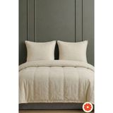 Pomelo Home Ekru %100 Pamuk Çift Kişilik Uyku Seti | Yorgan + 2 Yastık Kılıfı + Lastikli Çarşaf