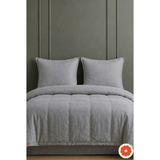 Pomelo Home Gri %100 Pamuk Çift Kişilik Uyku Seti | Yorgan + 2 Yastık Kılıfı + Lastikli Çarşaf