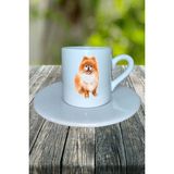 Pomeranian Köpek Baskılı Türk Kahvesi Fincanı Tabaklı Kişiye Özel Model 2