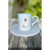 Pomeranian Köpek Baskılı Türk Kahvesi Fincanı Tabaklı Kişiye Özel Model 3