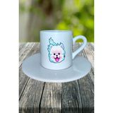 Pomeranian Köpek Baskılı Türk Kahvesi Fincanı Tabaklı Kişiye Özel Model 5