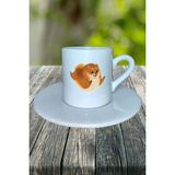 Pomeranian Köpek Baskılı Türk Kahvesi Fincanı Tabaklı Kişiye Özel Model 7