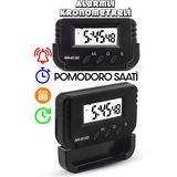 Pomodoro Öğrenci Saati Kronometreli Alarmlı Takvimli Dijital Ders Çalışma Saati Masa Oto Saati - Siyah