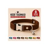 Pompiti Ayarlanabilir - Sesli Zilli- Kahverengi Kedi Tasması (14 FARKLI RENK SEÇENEĞİ)-kedi Boyun Tasması