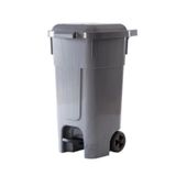 POMSTORE Violet Konteyner 80 Litre Büyükboy Pedallı Ayak Çöp Kova Kapaklı Tekerlekli Seyyar Çöp Arabası Gri