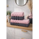 POMY 4'LÜ BANYO HAVLU SETİ HAMAM TAKIMI-ANTRASİT/PUDRA