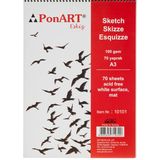 PonART Eskiz Blok A3 Defter, 70 Yaprak, 100 gsm, Eskiz Defteri