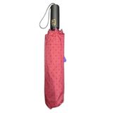 Ponchi Bordo Puantiyeli Şemsiye, Tam Otomatik, 10 Fiber Tel, Rüzgar Korumalı, Kırılmaz Teller