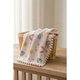 Ponchik Babies Ponchik %100 Pamuk Çift Taraflı Müslin Örtü Ponponlu Battaniye – 80X80 cm - 80 x 80 cm - Kiremit