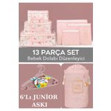 PONÇİK BEBEK 13 Parça Bebek Odası Düzenleyici Set, Bebek Organizer,Bebek Kıyafet Askısı,Kirli Çamaşır Sepeti Seti