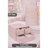 PONÇİK BEBEK Bebek Çocuk Set, Torbalı Sepet Oyuncak&Kıyafet Düzenleme Sepeti-3 Gözlü Çekmece Düzenleme