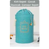 PONÇİK BEBEK Çok Amaçlı Yuvarlak Torbalı Bebek Kirli Sepeti Çocuk Çamaşır Sepeti Düzenleme Organizeri