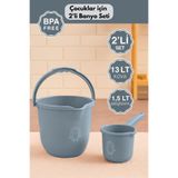 PONÇİK STORE Çocuklar için 2'li Banyo Seti- Kulplu Kova & Oluklu Maşrapa