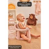 PONÇİK STORE Vakum Tabanlı Bebek Mama Sandalye Oturağı Oyuncaklı Pembe Banyo Oturağı