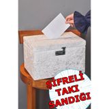 PONCİKPAZAR Şifreli Kadife Kaplamalı Takı Sandığı (20x22x33 cm) - Ekru - pnc