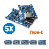 Ponemio TP4056 5 Adet Ters Akım Korumalı TP4056 18650 Type C Lityum Pil Şarj Devresi Type-C