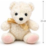 Ponikido 25 cm Peluş Ayıcık Yumuşak Sevimli Oyuncak Ayı Hediye - Krem