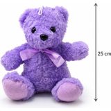 Ponikido 25 cm Peluş Ayıcık Yumuşak Sevimli Oyuncak Ayı Hediye - Mor