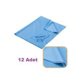 Ponitex (12 Adet) Polikur 3220 Universal Mikrofiber Lüx Cam Bezi 40x50 Cm. Mavi