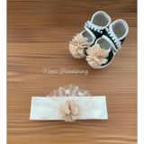 Ponpon Baby Boncuklu Dantelli Kız Bebek Patik Set