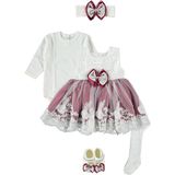 Ponpon Baby Kız Bebek 5 Parça Elbise Mevlütlük Takım, Düğün, Kına Elbisesi Fuşya 0-6 Ay - 0 - 6 Ay