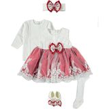Ponpon Baby Kız Bebek 5 Parça Elbise Mevlütlük Takım, Düğün, Kına Elbisesi Kırmızı 0-6 Ay - 0 - 6 Ay