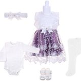 Ponpon Baby Kız Bebek Mevlüt Takımı Abiye Takım 5Li Set 136 - Yenidoğan - Mor