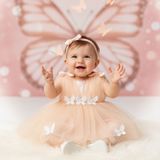 Ponpon Baby Kız Bebek Yenidoğan Mevlüt Elbisesi Bebek Hediyelik Mevlütlük Elbise - Pembe - 0 - 6 Ay