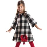 Ponpon Kız Çocuk Bebe Yaka Oyuncaklı Ekose Elbise
