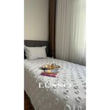 Ponpon Püsküllü Tek Kişilik Yatak Örtüsü Gümüş Gri 180x250 1 Adet Yastık Kılıfı - 180 x 250 cm