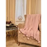 Ponponlu Triko Örgü Tv ve Diz Battaniyesi – 130X170 Cm" - Pembe - 130 x 170 cm