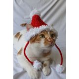 Ponponlu Yeni Yil Kedi Kopek Sapkasi Yilbasi Noel Kirmizi Orgu Bere Pet Aksesuarlari