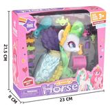 Pony Aksesuarlı Saçlı Pelerinli Oyuncak Unicorn - Beyaz