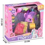 Pony Aksesuarlı Saçlı Pelerinli Oyuncak Unicorn - Pembe