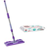 Pony Mandallı Mop + Yer Temizlik Havlusu Hediyeli Microfiber Yüzey Set Paspas Duvar Cam Kıskaçlı Klipsli