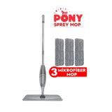 Pony Sprey Mop 3 Adet Mikrofiber Mop Paspas Temizlik Seti Gri