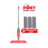 Pony Sprey Mop 3 Adet Mikrofiber Mop Paspas Temizlik Seti Somon