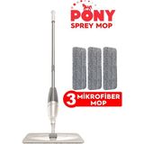 Pony Sprey Mop + Mikrofiber Bez 3'lü Temizlik Seti