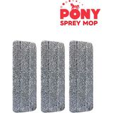 Pony Sprey Mop Yedek Mikrofiber Ped Seti 3 Adet Dayanıklı Yüksek Emicilikli Tüm Zemin Tiplerine Uygun - Gri