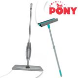 Pony Süper 2Li Sprey Mop + Teleskopik Saplı Cam Sileceği Çekçek Gri Paspas Temizlik Seti